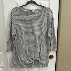 Matty M. Gray Striped Women's Top - Size Large